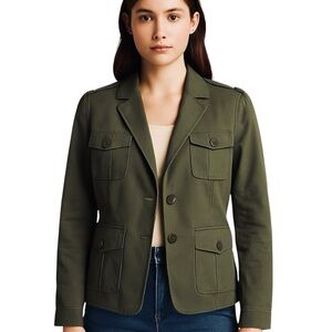 H&M Olive Green Women's blazer satin lined Jacket, size 12 NWOTS